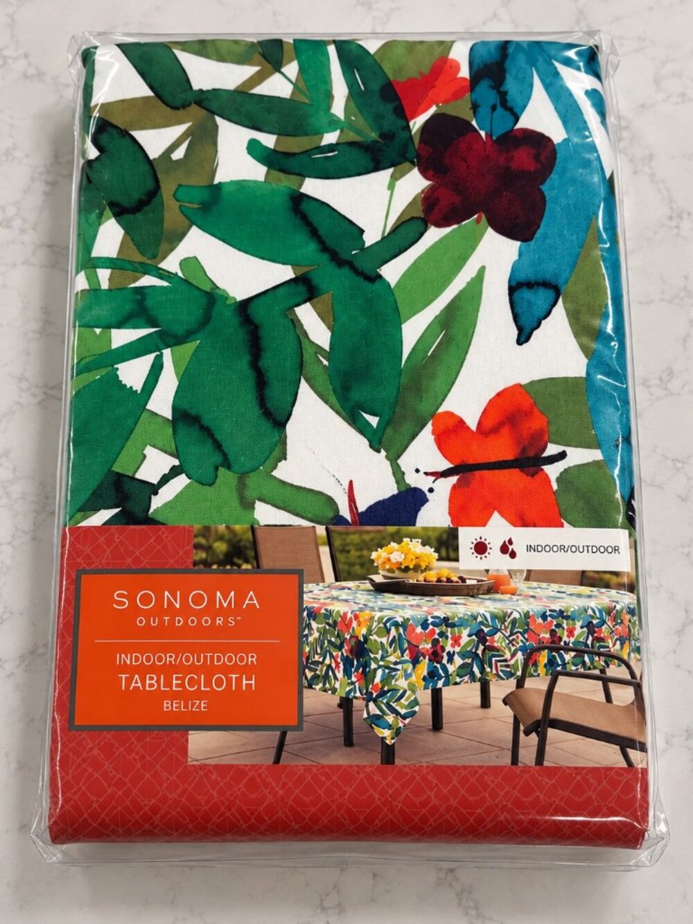 Sonoma Outdoors Belize Floral Indoor Outdoor Tablecloth 60x84 NEW